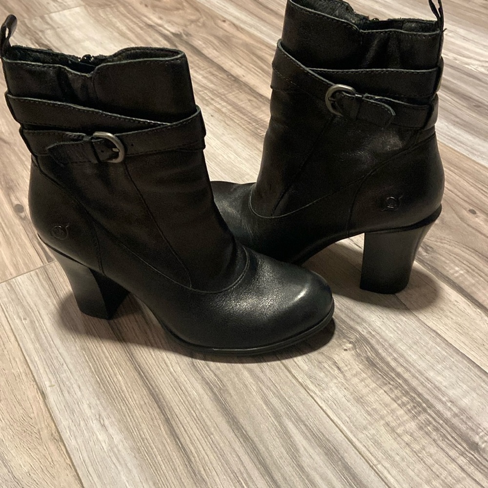 BORN Black Leather Booties